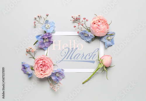 Text HELLO, MARCH and beaut...