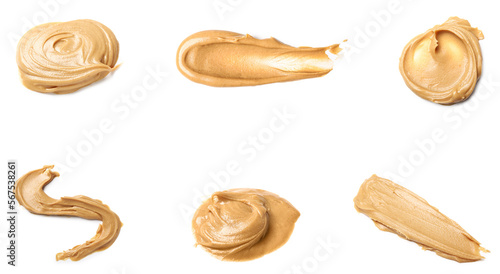 Tableau sur toile Set of nut butter on white background