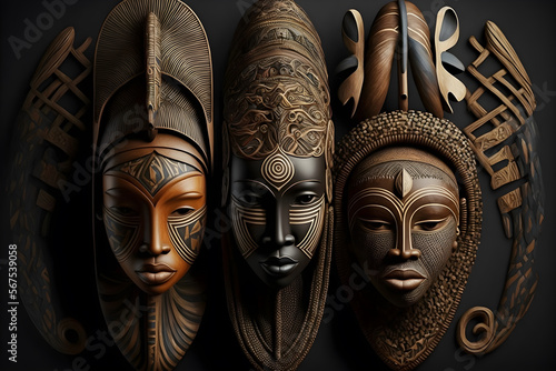 African culture Wooden african masks photo