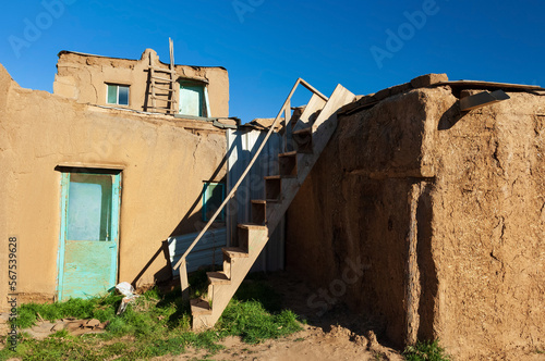 Ancient Taos Pueblo Native American reservation, one of the oldest continuously inhabited communities in the United States, New Mexico, USA