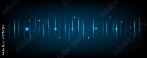 Audio spectrum simulation on blue background with glowing lighting use for music and computer calculating concept