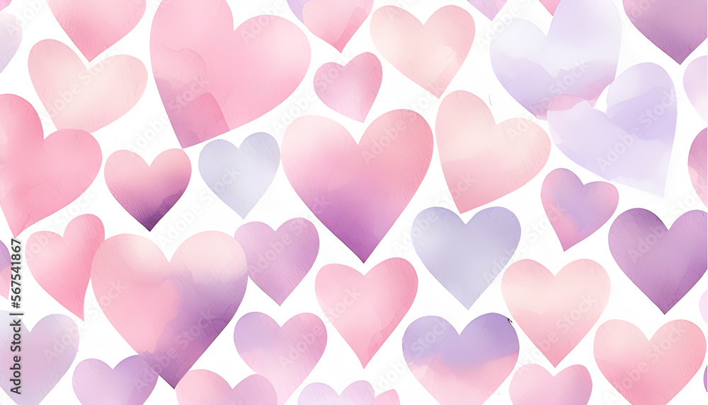 seamless pattern with pink hearts created with generative AI technology 