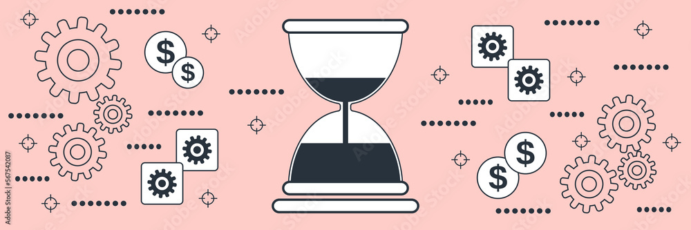 Time is money, deadline, schedule flat contour style vector concept illustration Time is money, deadline, schedule flat contour style vector concept illustration