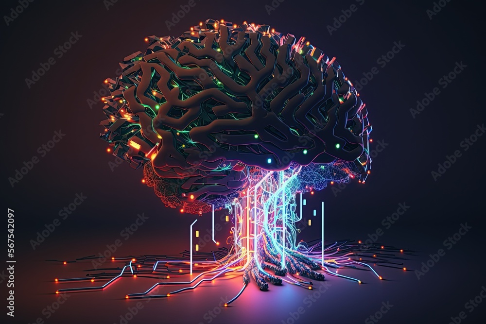 neural network of electronic brain computer system modeled after the