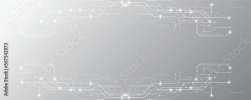 Grey white Abstract technology background, Hi-tech digital connect, Communication, High technology concept, Science background