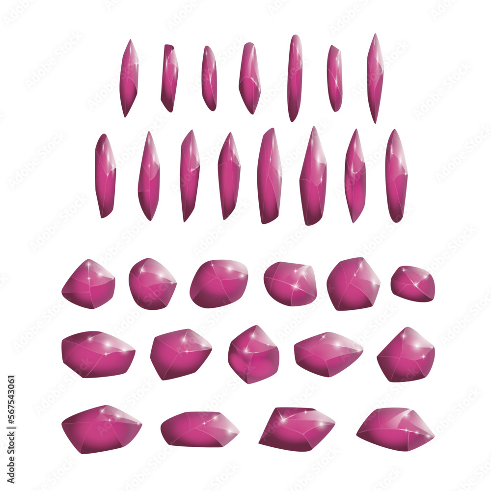 Crystals and natural minerals collection. Cartoon Magic Gemstones set. Game assets. vector illustration Crystals and natural minerals collection. Cartoon Magic Gemstones set. Game assets. vector illustration