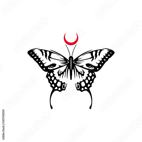 butterfly and moon vector illustration
