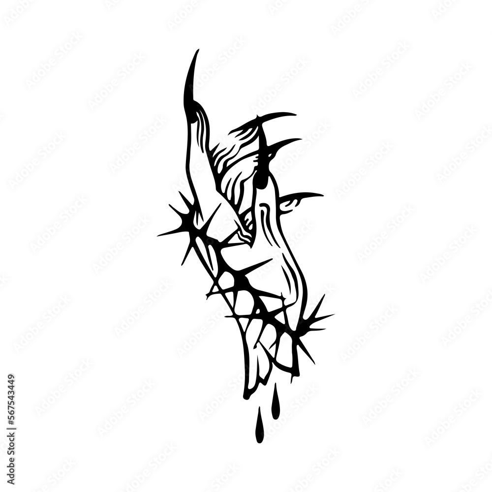vector illustration of hand with thorns vector illustration of hand with thorns