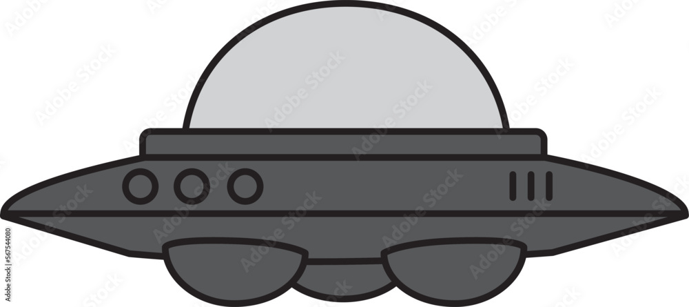 UFO Flying Saucer Vector Icon flat illustration.