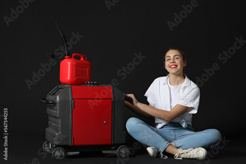 Young woman with canister a...
