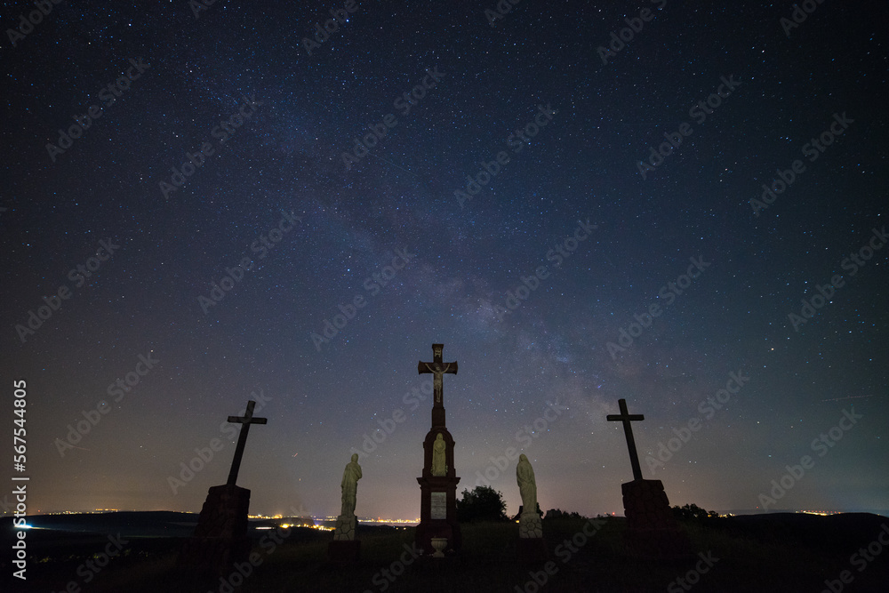 Veszpremfajsz calvary at night with the milky way Veszpremfajsz calvary at night with the milky way