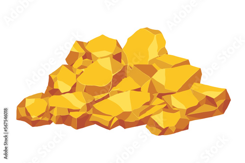 Rock and stones set. Different shape gold boulder collection. vector illustration