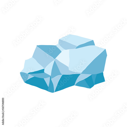 Ice rock boulder. Natural shape stone. vector illustration