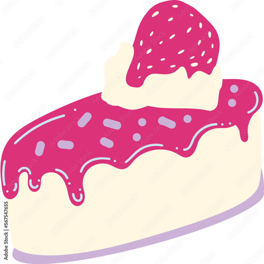 Naklejka premium Cheesecake with berry jam topping illustration
