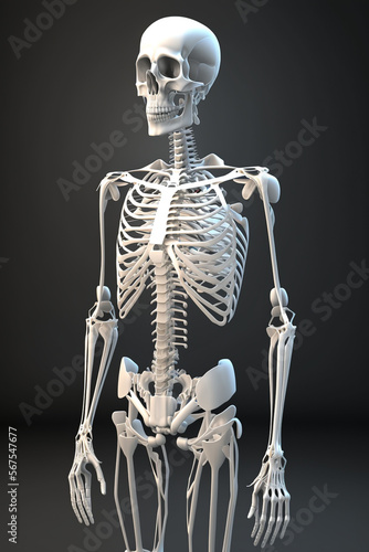 Skeleton, human anatomy bone structure for medical purposes and education, detailed muscles and bones