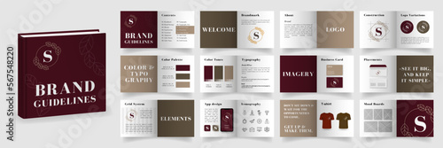 Brand Guidelines template. Multicolor Logo Guideline template. Brand Manual presentation mockup. Logo Guide Book layout. Logotype presentation