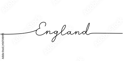 England - word with continuous one line. Minimalist drawing of phrase illustration. England country - continuous one line illustration.