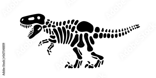 Tyrannosaurus skeleton. Tyrannosaurus fossil body parts. T-rex bones. Dangerous ancient predator. Jurassic raptor. Paleontology and archeology.