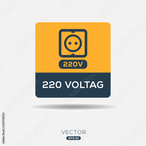 Creative (220 volts power socket) Icon, Vector sign.