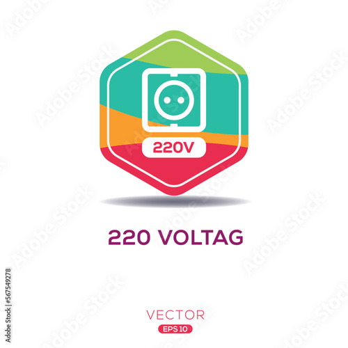 Creative (220 volts power socket) Icon, Vector sign.