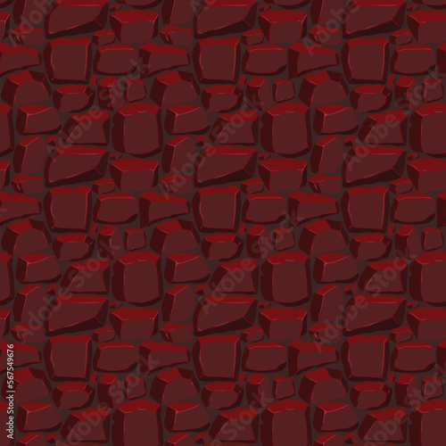 Cartoon game texture, rocks, dirt and ground surface seamless pattern. Game asset wall and environment background