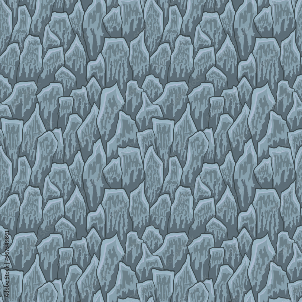 Obraz premium Cartoon game texture, rocks, dirt and ground surface seamless pattern. Game asset wall and environment background