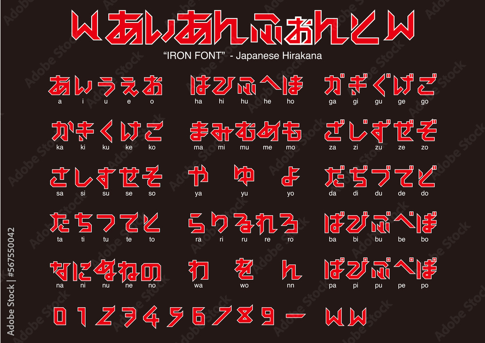 IRON FONT - Japanese alphabet hirakana