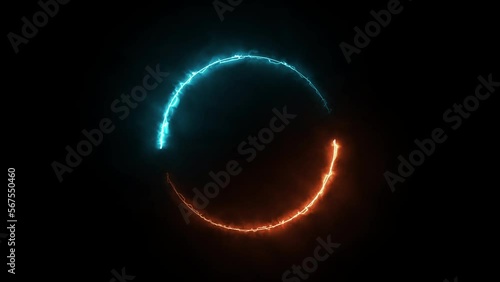 Neon light blue and orange circle loop animation.
Seamless looping. Neon Light Animation.