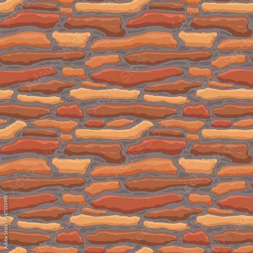 Cartoon game texture, rocks, dirt and ground surface seamless pattern. Game asset wall and environment background