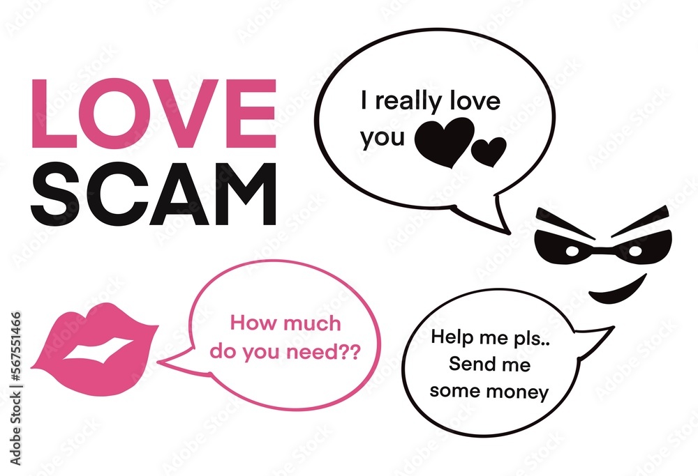 Love and romance scam concept