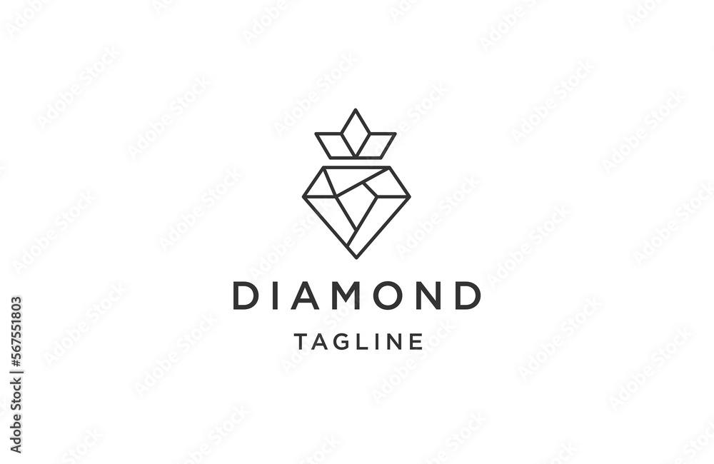 Diamond king line logo icon design template flat vector Diamond king line logo icon design template flat vector