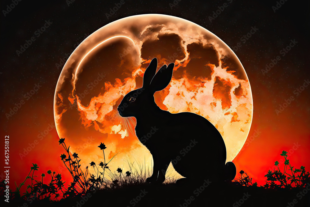 Design of a rabbit for the Mid Autumn Festival or Chinese New Year in 2023, the year of the rabbit zodiac sign. Generative AI Design of a rabbit for the Mid Autumn Festival or Chinese New Year in 2023, the year of the rabbit zodiac sign. Generative AI