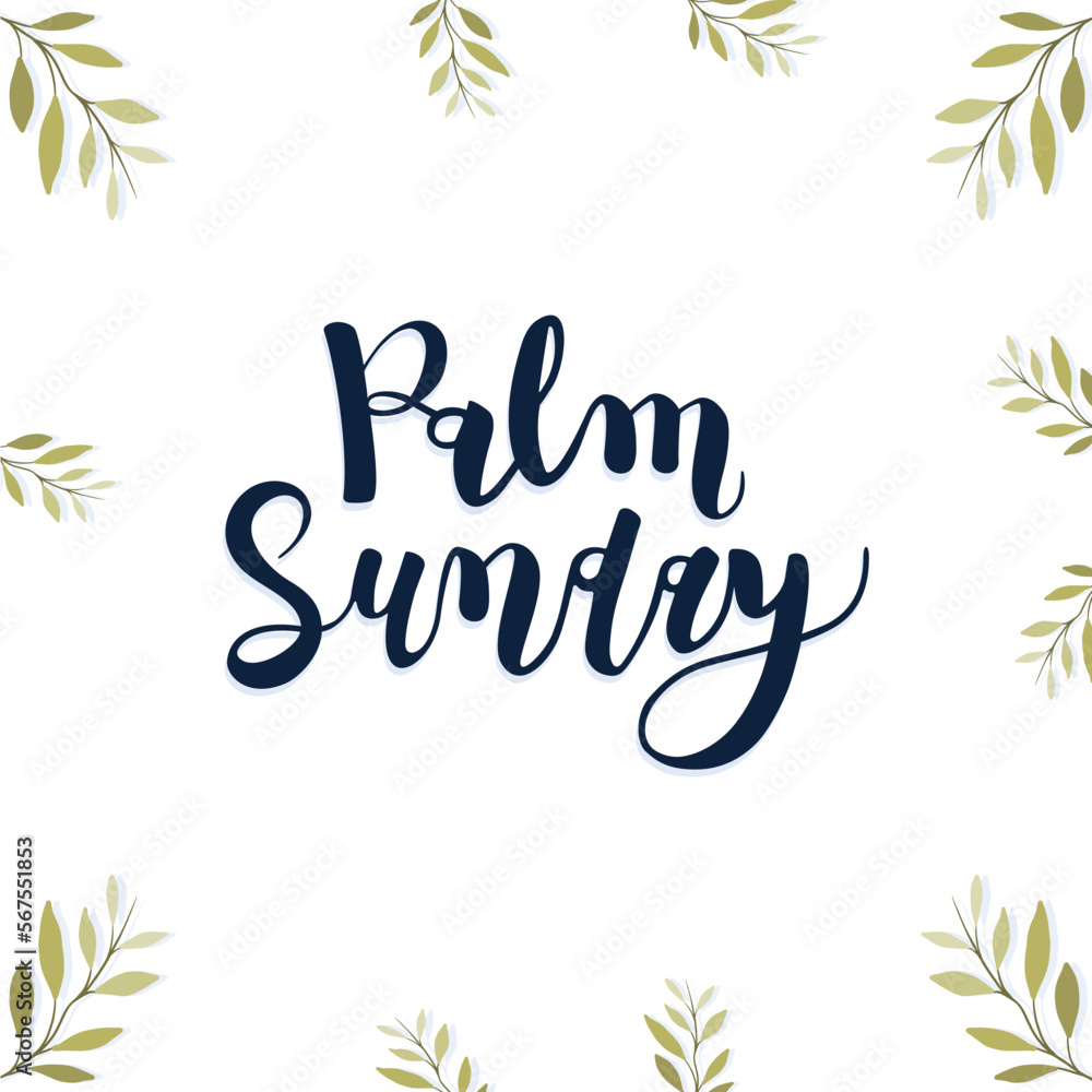 Obraz premium Palm Sunday. Greeting banner template with palm tree leaves background