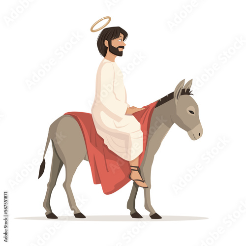 Jesus riding a donkey. The triumphal entre into Jerusalem