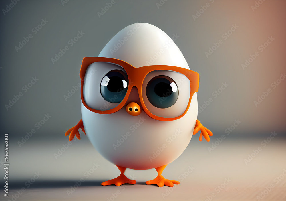 Cute egg character, 3D rendering Cute egg character, 3D rendering