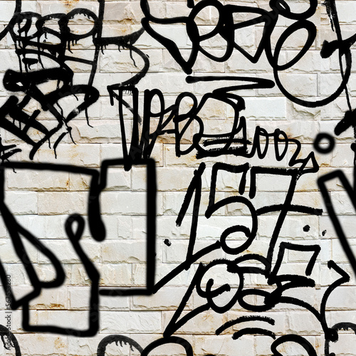 Seamless graffiti pattern on the wall, graffiti painting, background wall.