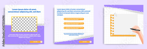 Social media carousel post banner layout for tips, did you know, podcast, motivation, self-development, product, service knowledge template. Torn paper design element and texture