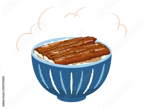 ホカホカのうな丼のイラスト
