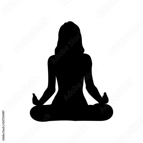 Isolated silhouette of a woman meditating in yoga position Vector illustration