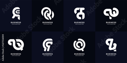Collection letter QQ or QR monogram logo design