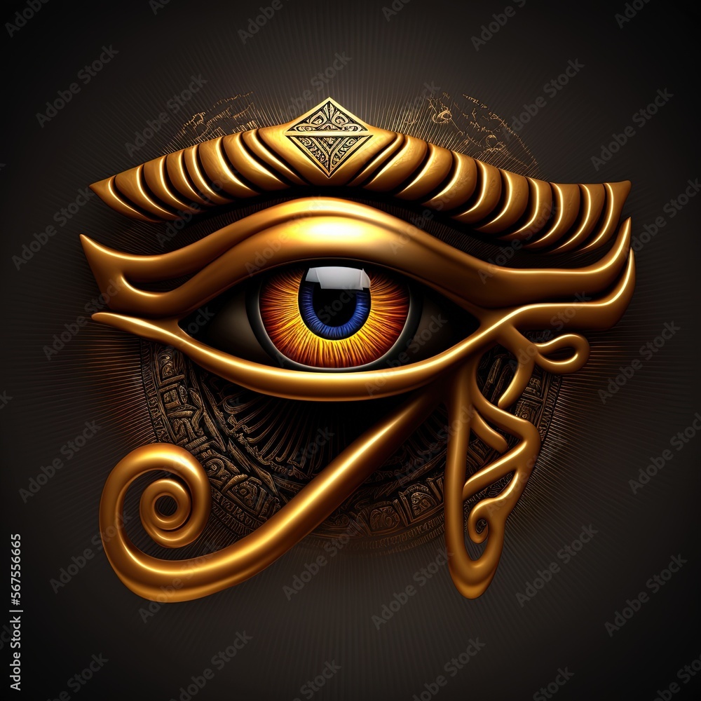 Generative Ai The Golden Eye Of Horus With Golden Effect On Black Background Representation Of