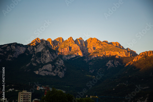 Mountain View of Lecco city in the southeastern shore of Lake Como  in northern Italy.