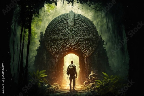 Fotografie, Tablou Mayan gate in the forest
