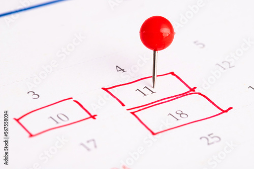 Calendar  - mark the Event day with a Pin at 11