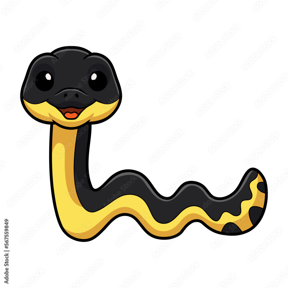 Fototapeta premium Cute yellow bellied sea snake cartoon