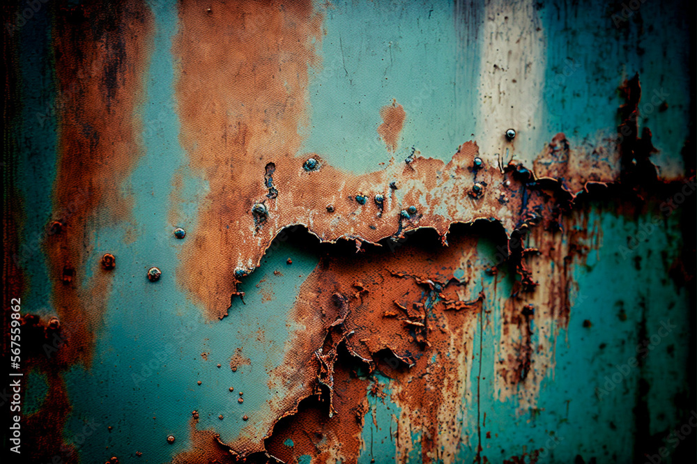 Texture of an old cracked damaged rusty metal, grunge abstract background.