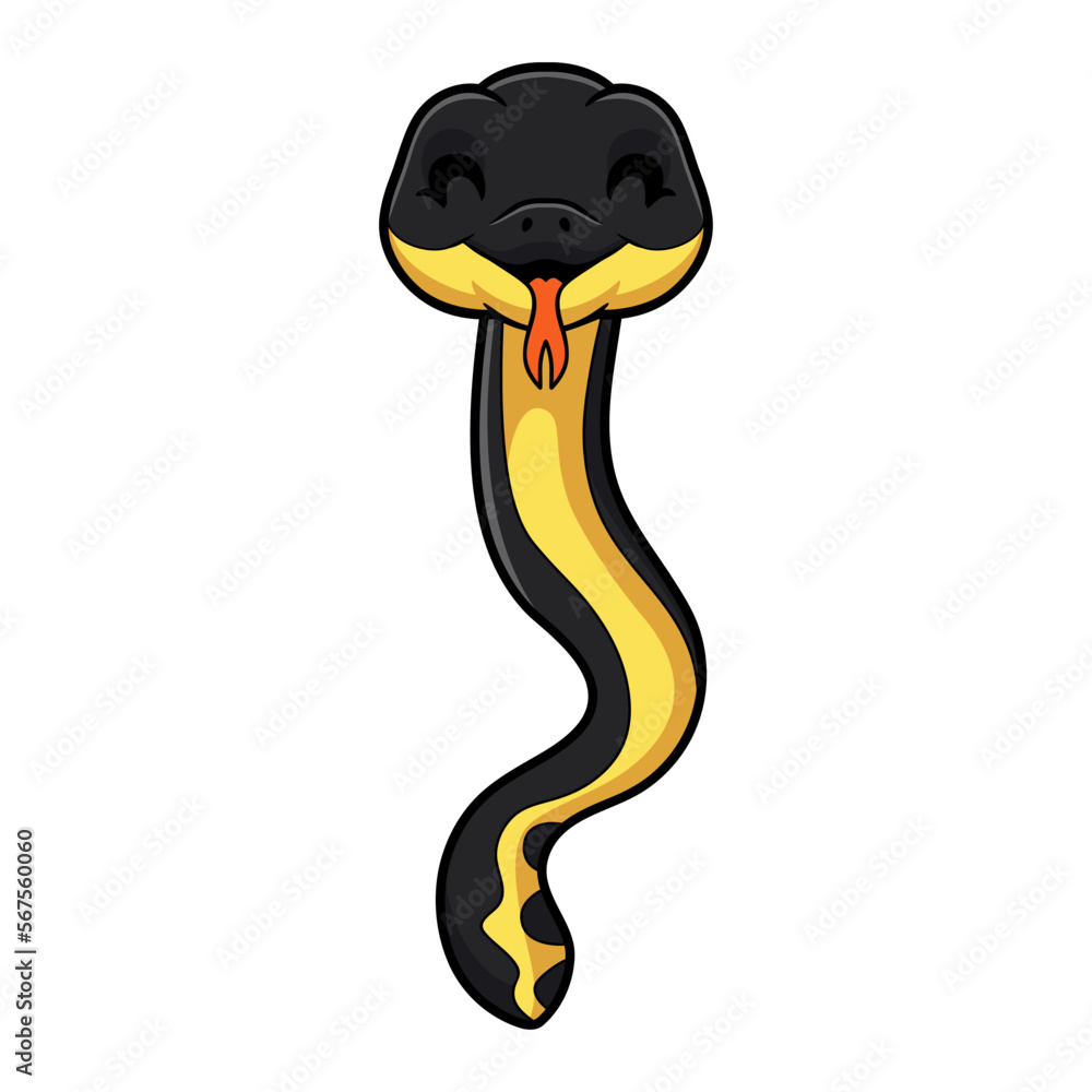 Fototapeta premium Cute yellow bellied sea snake cartoon