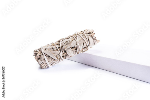 Dried natural white sage in bunch photo
