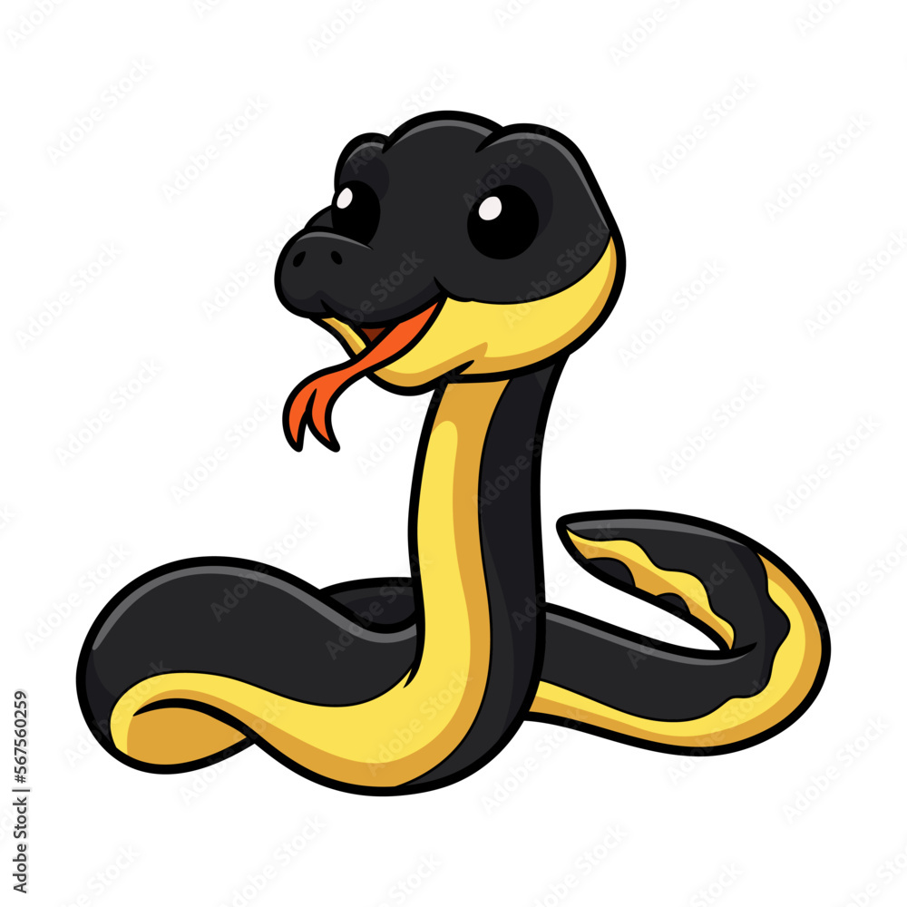 Obraz premium Cute yellow bellied sea snake cartoon