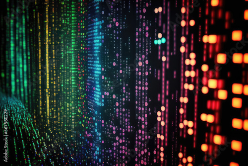 Wallpaper Mural Programming source code abstract pattern with colorful LED lights, generative ai Torontodigital.ca
